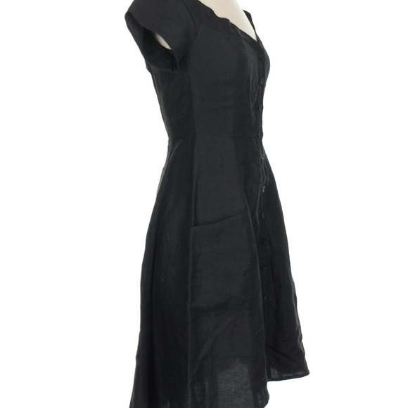 Size 4 Black Button Up Linen Reformation Dress - Picture 10 of 10